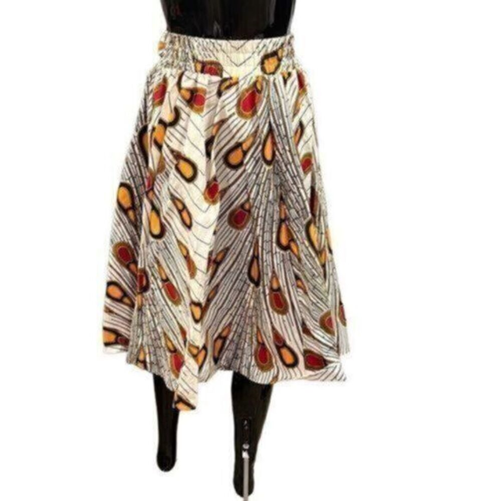 Vintage Step in Style white printed 60s style skirt size medium